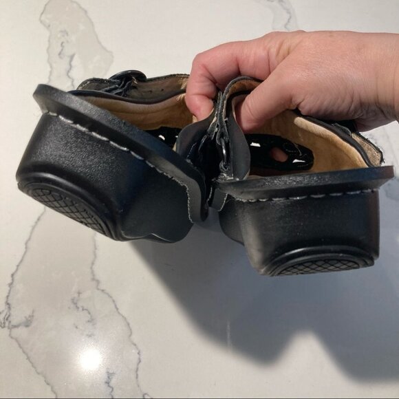 ALEGRIA Sz 36 PG Lite Slide Clog Slingback Black Teal/Gray Floral Cutout Sandals - Picture 9 of 12